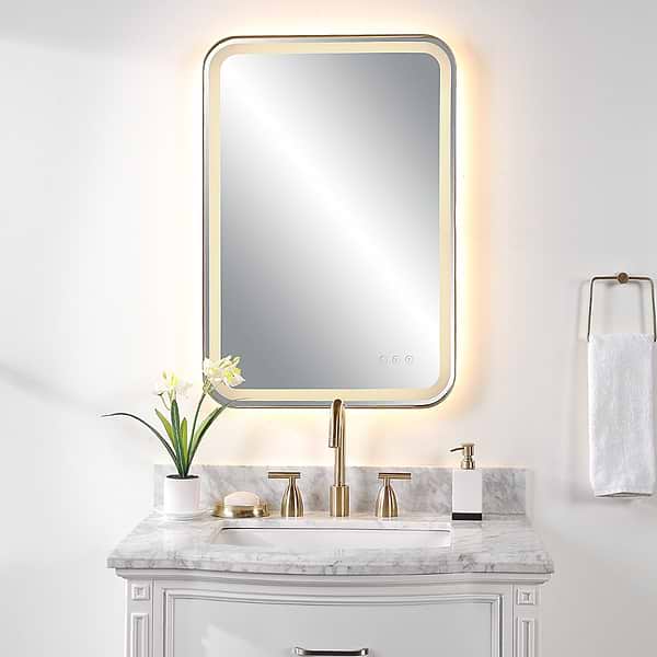 Liba Brushed Brass 22x32" Rectangle LED Mirror