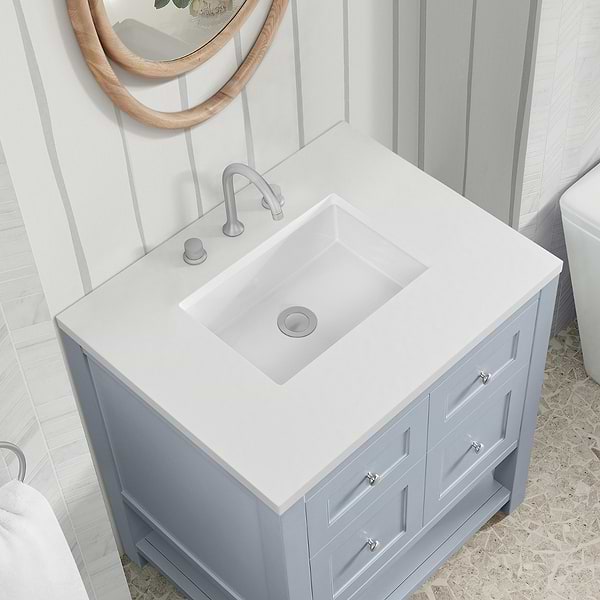 James Martin Vanities Breckenridge Serenity Blue 30" Single Vanity with White Zeus Quartz Top
