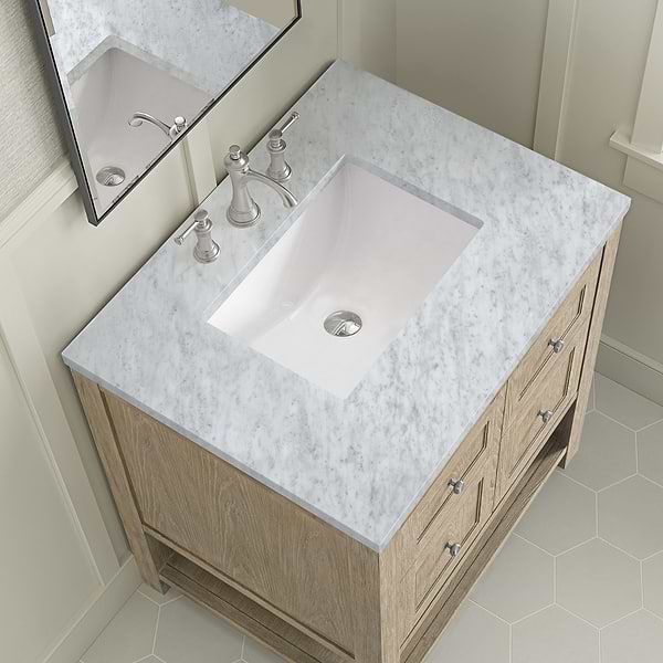 James Martin Vanities Breckenridge Whitewashed Oak 30" Single Vanity Carrara  Marble Top