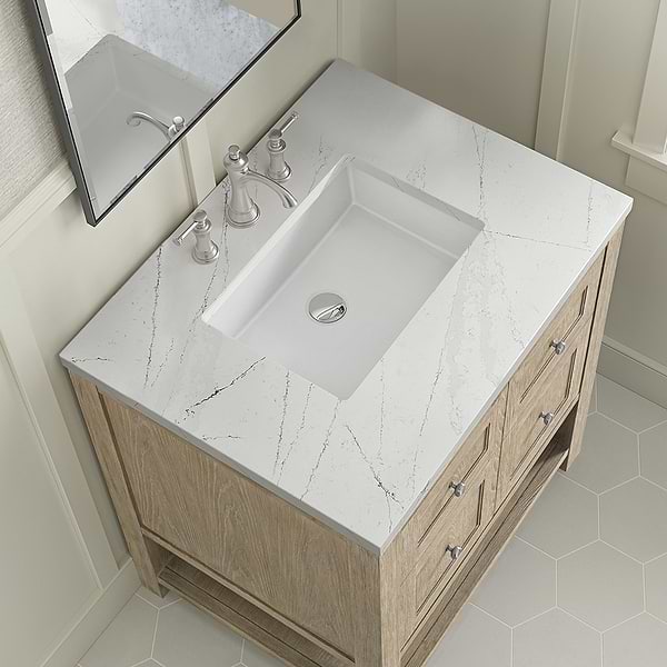 James Martin Vanities Breckenridge Whitewashed Oak 30" Single Vanity White Zeus Quartz Top
