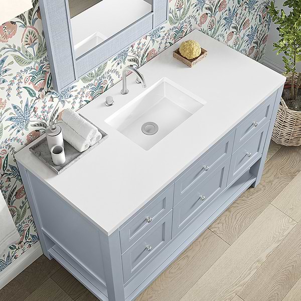 James Martin Vanities Breckenridge Serenity Blue 48" Single Vanity with White Zeus Quartz Top