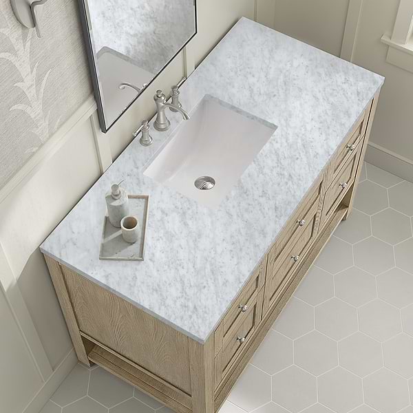 James Martin Vanities Breckenridge Whitewashed Oak 48" Single Vanity with Carrara Marble Top