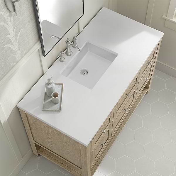 James Martin Vanities Breckenridge Whitewashed Oak 48" Single Vanity with White Zeus Quartz Top