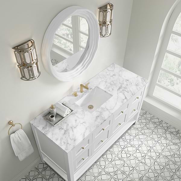 James Martin Vanities Breckenridge Bright White 60" Single Vanity with Carrara Marble Top