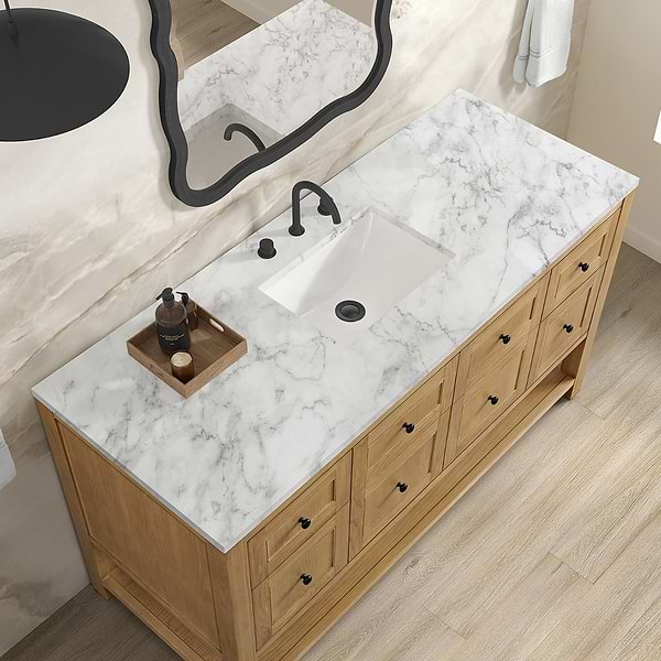 James Martin Vanities Breckenridge Light Natural Oak 60" Single Vanity with Carrara Marble Top