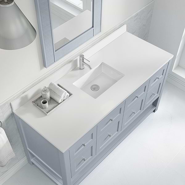 James Martin Vanities Breckenridge Serenity Blue 60" Single Vanity with White Zeus Quartz Top and Backsplash