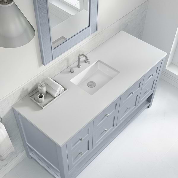 James Martin Vanities Breckenridge Serenity Blue 60" Single Vanity with White Zeus Quartz Top