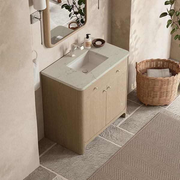 James Martin Vanities Gracyn Driftwood 36" Single Vanity with Victorian Silver Quartz Top