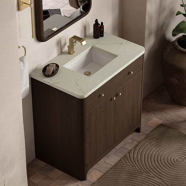 James Martin Vanities Gracyn Natural Ash 36" Single Vanity with Victorian Silver Quartz Top