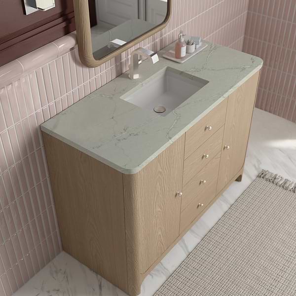 James Martin Vanities Gracyn Driftwood 48" Single Vanity with Victorian Silver Quartz Top
