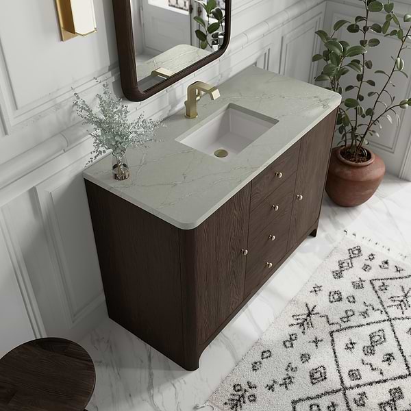 James Martin Vanities Gracyn Natural Ash 48" Single Vanity with Victorian Silver Quartz Top