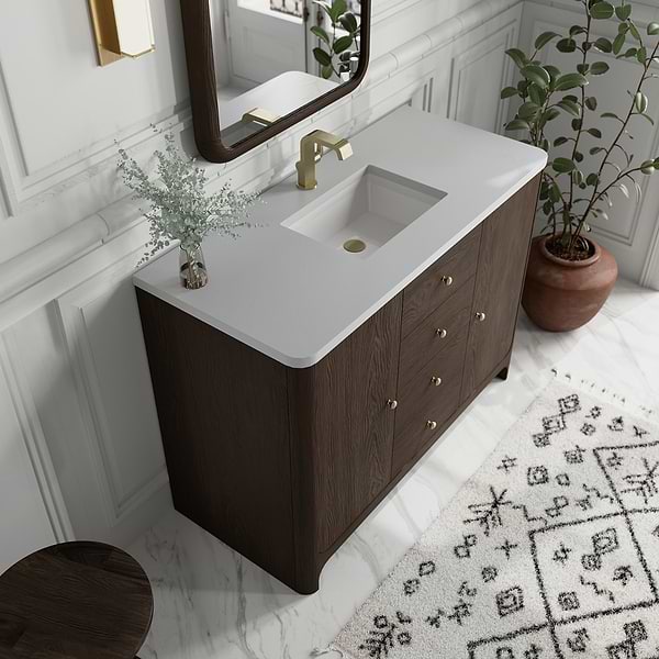 James Martin Vanities Gracyn Natural Ash 48" Single Vanity with White Zeus Quartz Top