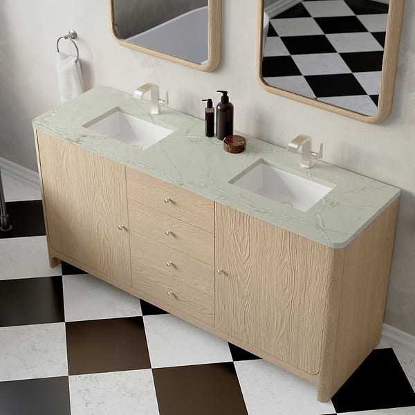 James Martin Vanities Gracyn Driftwood 72" Double Vanity with Victorian Silver Quartz Top
