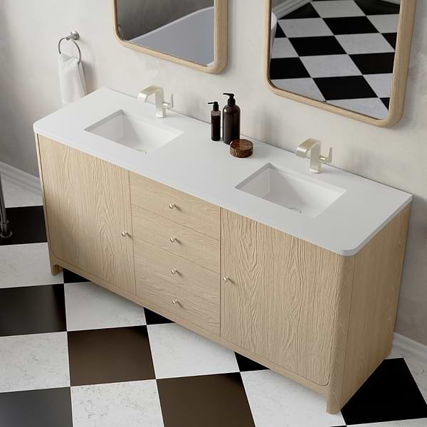 James Martin Vanities Gracyn Driftwood 72" Double Vanity with White Zeus Quartz Top