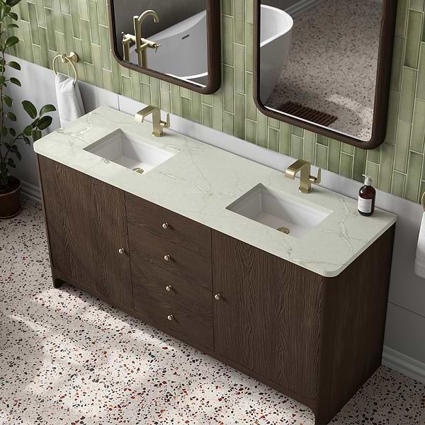 James Martin Vanities Gracyn Natural Ash 72" Double Vanity with Victorian Silver Quartz Top