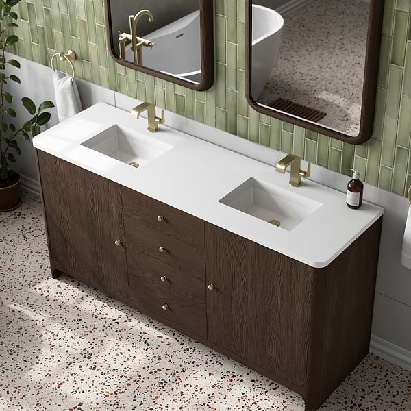 James Martin Vanities Gracyn Natural Ash 72" Double Vanity with White Zeus Quartz Top