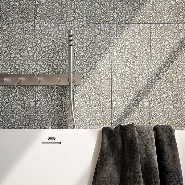 Sonya Flowers Bronze 6x16 Frosted Glass Tile