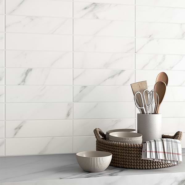 Amalfi Statuario White 3x12 Matte Ceramic Tile