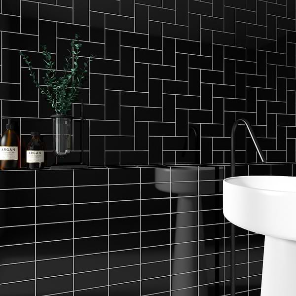 Park Hill Black 3X6 Polished Porcelain Tile