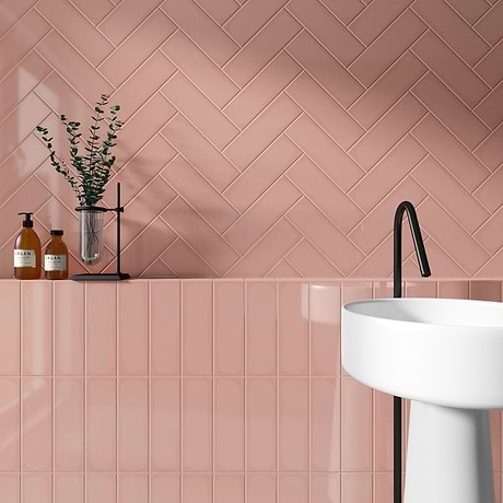 Park Hill Coral Rose Pink 4X12 Polished Porcelain Tile