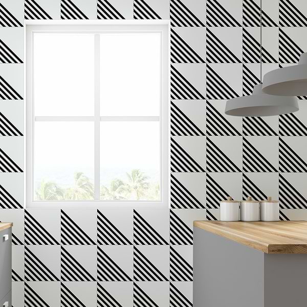 B2W Stripe Positive 8x8 Matte Porcelain Tile