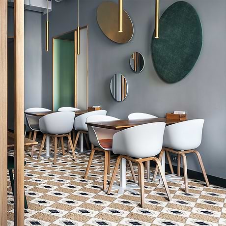 Chips Deco Terracotta Multicolor 8x8 Terrazzo Look Matte Porcelain Tile