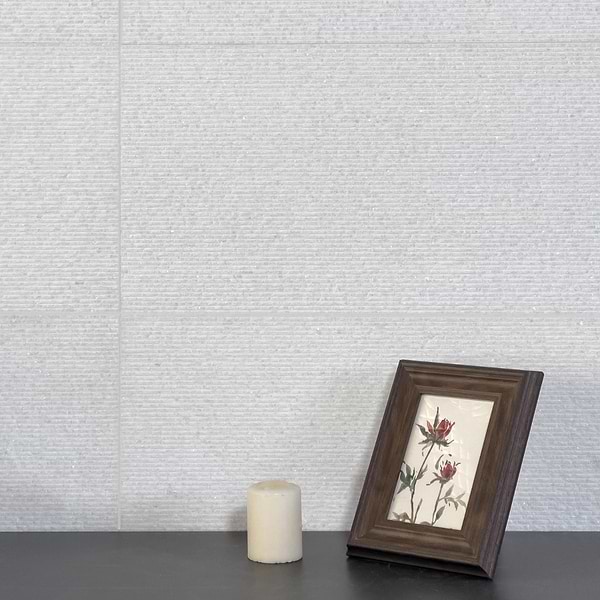 Rakestone Carved Comb Bianco Ice White 12x24 Textured Honed Marble Tile