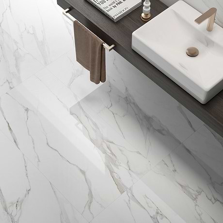Minera Aurora Gold 24x48 Marble Look Polished Porcelain Tile