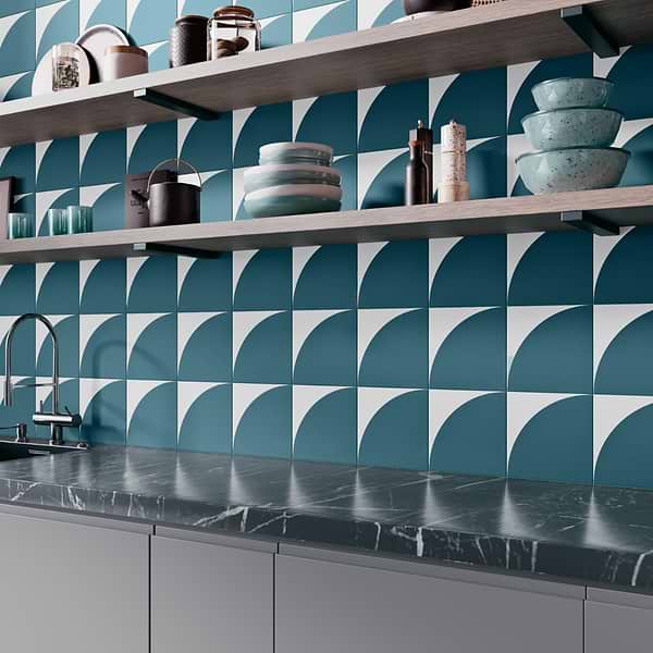 Stacy Garcia Maddox Deco Teal Blue 8x8 Matte Porcelain Tile