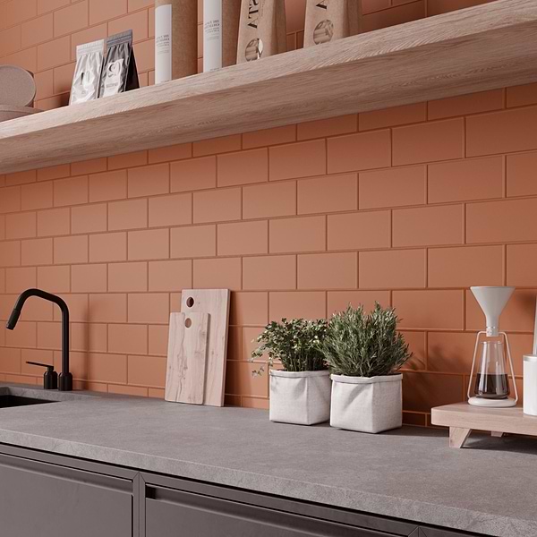 Stacy Garcia Maddox Frame Terracotta Orange 4x8 Matte Ceramic Subway Tile