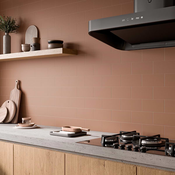 Stacy Garcia Maddox Terracotta Orange 4x8 Matte Ceramic Subway Tile