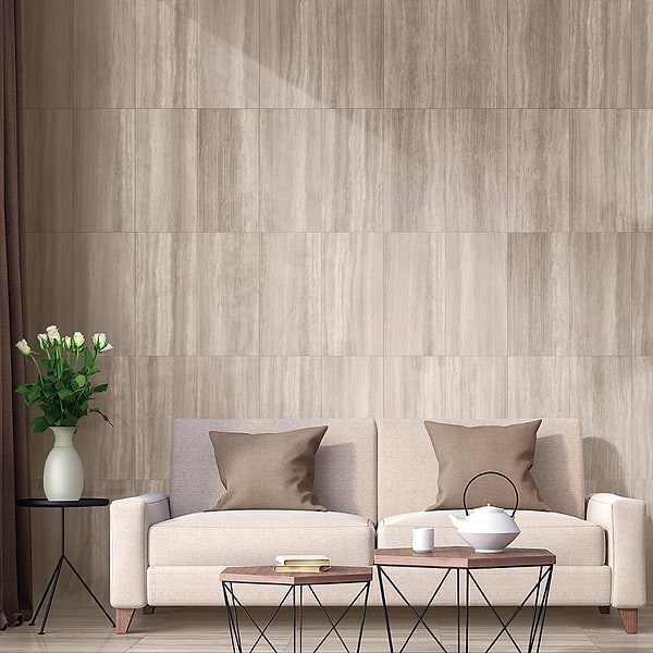 Nashville Taupe 12x24 Travertine Look Matte Porcelain Tile