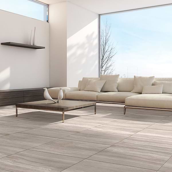 Nashville Taupe Beige 12x24 Travertine Look Polished Porcelain Tile