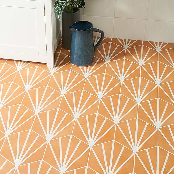 HexArt Deco Orange 8" Hexagon Matte Porcelain Tile