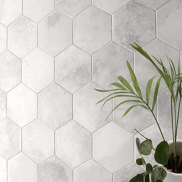 Terra Pompeii Blanco White 8" Hexagon Matte Porcelain Tile