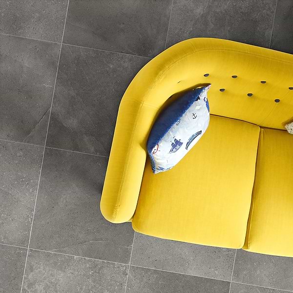 Sample-New Rock Fossil Dark Gray Limestone Look Matte Porcelain Tile