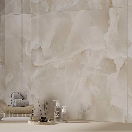 Harmonyx Coconut White 24x48 Onyx Look Polished Porcelain Tile
