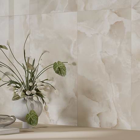 Harmonyx Coconut White 48x48 Onyx Look Satin Porcelain Tile