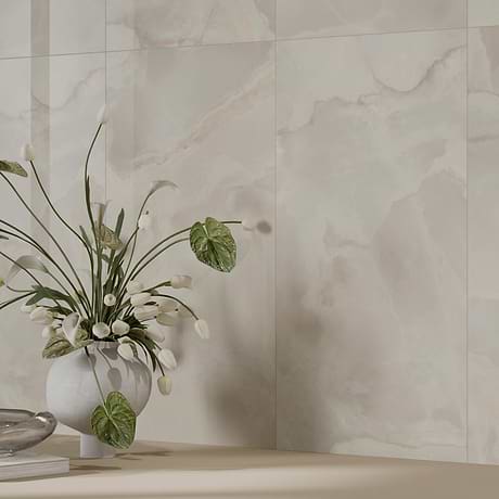 Harmonyx Vanilla White 24x48 Onyx Look Polished Porcelain Tile