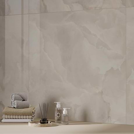 Harmonyx Vanilla White 48x48 Onyx Look Satin Porcelain Tile