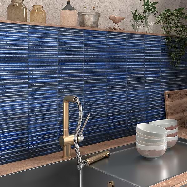 Curve Fluted Blue 6x12 3D Glossy Ceramic Tile