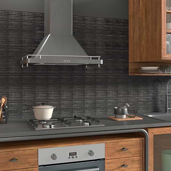 Curve Fluted Black 6x12 3D Glossy Ceramic Tile