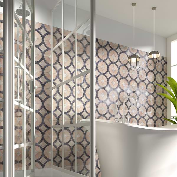 Angela Harris Mediterra Circles Terra Cream 8x8 Matte Porcelain Tile