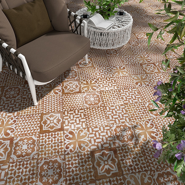 Angela Harris Mediterra Kasma Terracotta Décor 8x8 Matte Porcelain Tile
