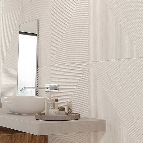 Enso Ash Beige 24x48 Ribbed Matte Fluted Porcelain Wood Look Tile