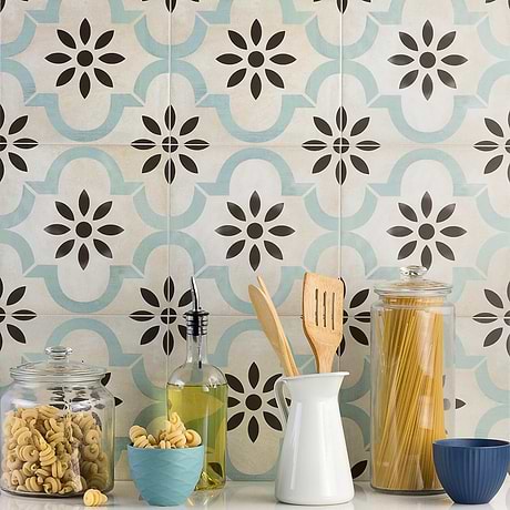 Encaustic Look Porcelain Tile for Backsplash,Kitchen Floor,Kitchen Wall,Bathroom Floor,Bathroom Wall,Shower Wall,Shower Floor,Outdoor Floor,Outdoor Wall,Commercial Floor