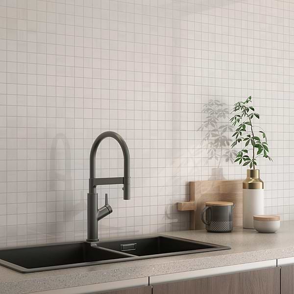Minera Dolomite Warm White 3" Square Marble Look Polished Porcelain Mosaic Tile