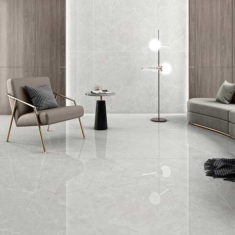 Boscato Cream White 48x48 Marble Look Polished Porcelain Tile