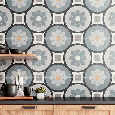 Encaustic Look Porcelain Tile for Backsplash,Kitchen Floor,Kitchen Wall,Bathroom Floor,Bathroom Wall,Shower Wall,Shower Floor,Outdoor Floor,Outdoor Wall,Commercial Floor