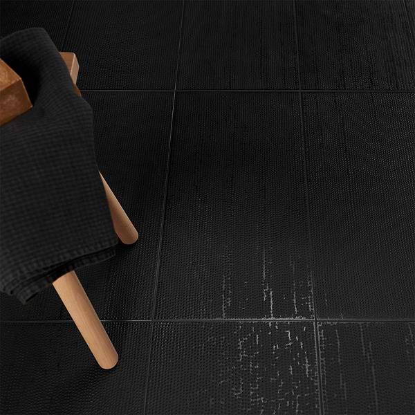Rethink Decoro Leather Black 12x24 Textured Matte Porcelain Tile
